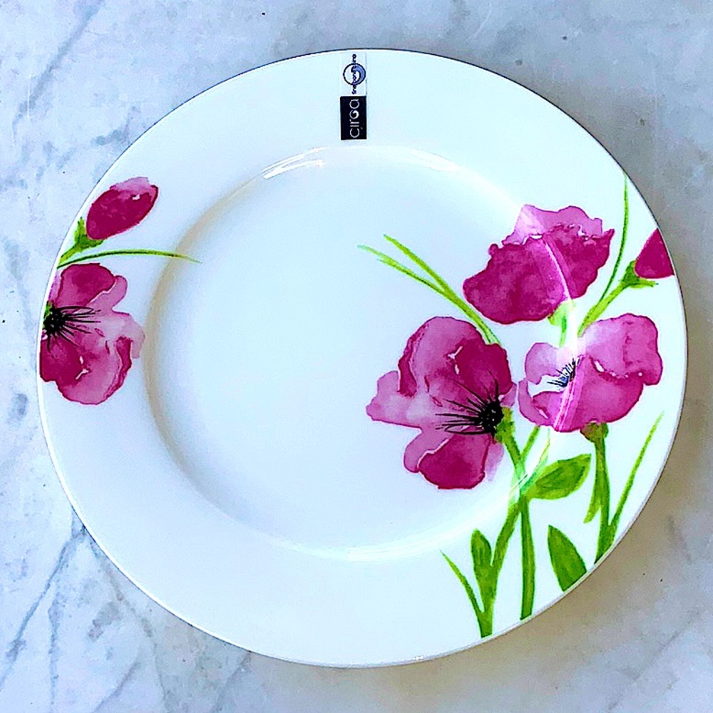 CIROA POPPIES DINNER PLATE FINE BONE CHINA NEW 11 INCH PINK GREEN